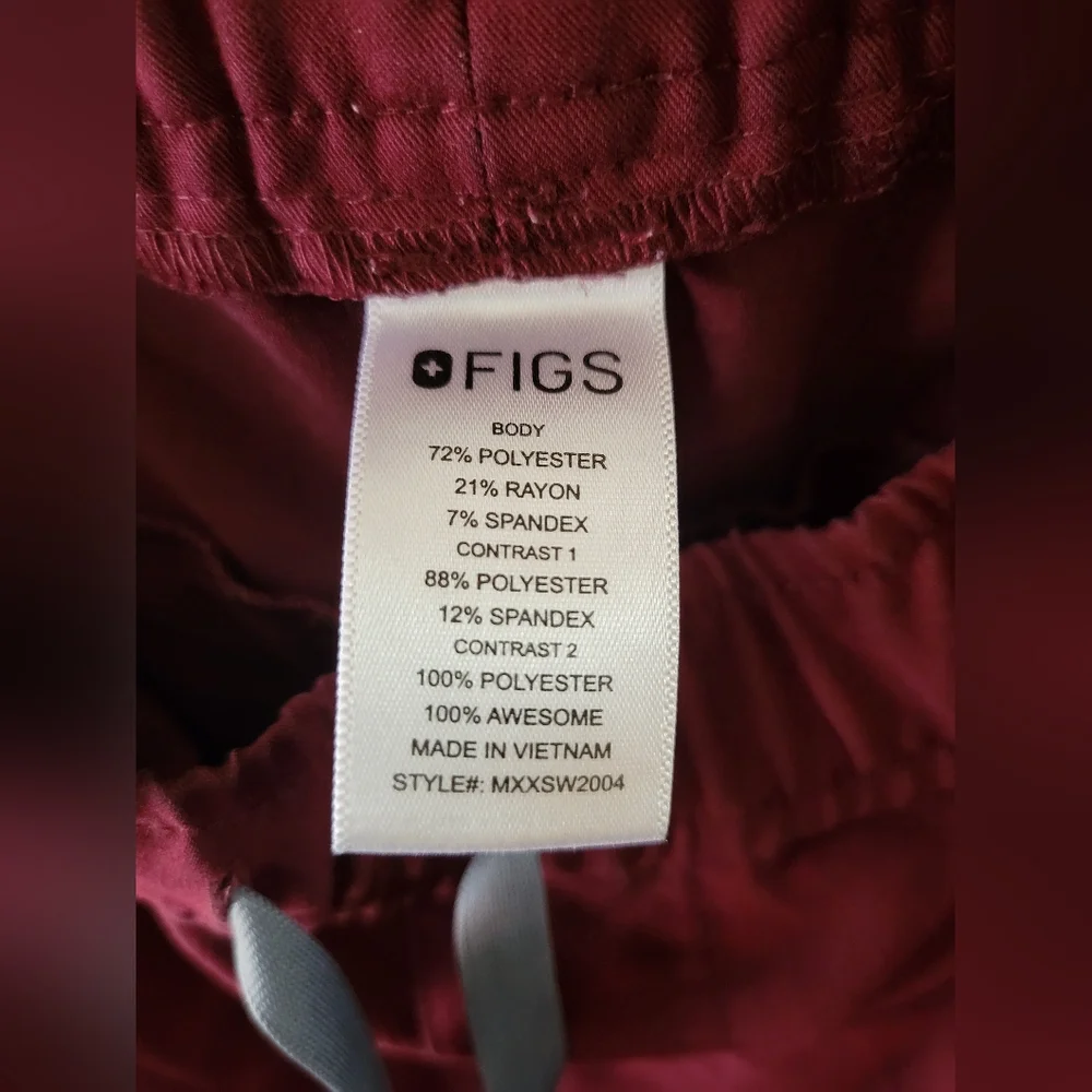 FIGS Men's Tansen Jogger Scrub Pants Burgundy Size XS Nursing